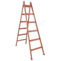 Six Steps Double Sided Wooden Ladder resim1