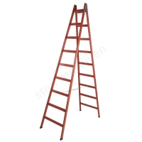 Nine Steps Double Sided Wooden Ladder resim2