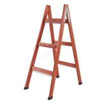 Three Steps Double Sided Wooden Ladder resim2
