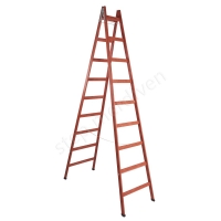 Nine Steps Double Sided Wooden Ladder resim1