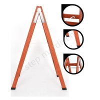 Three Steps Double Sided Wooden Ladder resim4