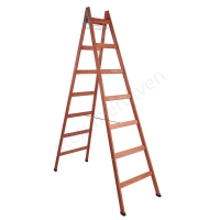 Seven Steps Double Sided Wooden Ladder resim1