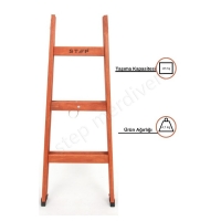 Three Steps Double Sided Wooden Ladder resim3