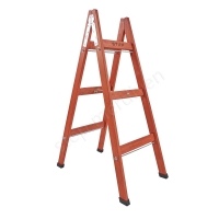 Three Steps Double Sided Wooden Ladder resim1