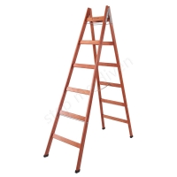 Six Steps Double Sided Wooden Ladder resim2